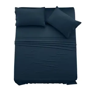 Lux Decor Bedding 4 PC Twin XL Sheets Premium Soft Hotel Quality Bed Sheets Brushed Microfiber Sheet Set - Navy Blue