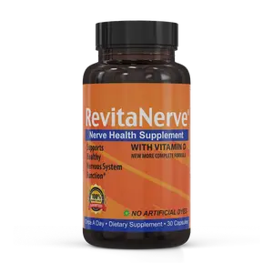 RevitaNerve Nerve Health Supplement with Vitamin D - 30 Capsules - One Per Day Formula - All Natural - No Artificial Dyes - Supports Healthy Nervous System Function