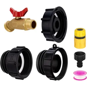 275-330 Gallon IBC Tote Hose Adapter, 3-Sizes IBC Tote Adapter 2.44" Fine, 2" Fine, 2" Coarse Thread, 1/2" Male NPT Inlet x 3/4" Male GHT Outlet Compliant Brass Garden Hose Bib