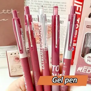 NOLUCK Cherry Blossom 5-Pack Vintage Bordeaux Red 0.5mm Gel Pens Black Ink Soft Grip Smooth Writing Durable Plastic Construction Ideal for Office Daily Writing Stationery Signature Pens Top Choice for Holiday Gifts tiktokshopspringglowup