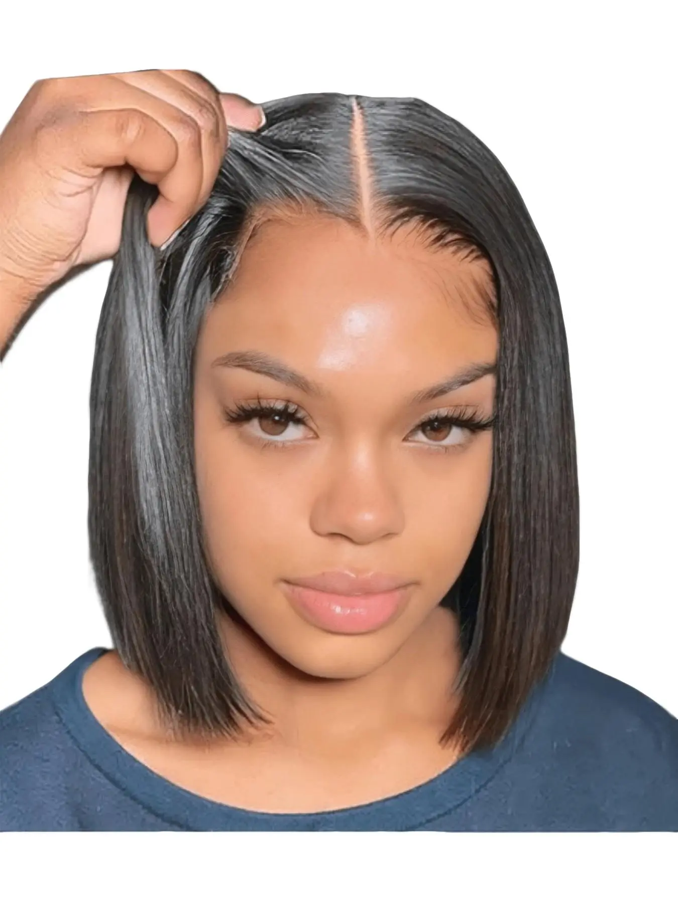 Wear And Go Glueless Bob Wigs Human Hair Straight Bob Wigs Pre Plucked Pre Cut 4x4 HD Lace Front Glueless Wigs 180% Density Short Straight Bob Wigs Lace Front Bobs For Women