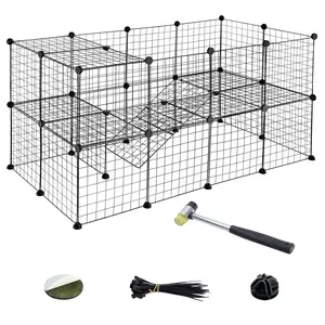 ZENY DIY Pet Cage Playpen 36 Panels Small Animal Kennel Metal Mesh for Rabbits Puppies with Ramp