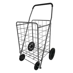 40.6 x 21.7 x 24.4 in. Gray Collapsible Shopping Cart