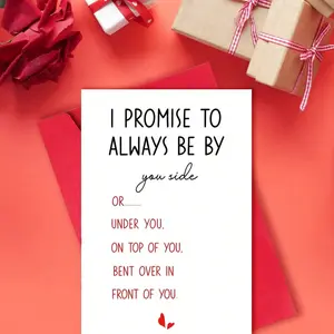 1pc Romantic Valentine's Day Greeting Card - 'Always By Your Side' Quote, Heartfelt Love Message For Couples, Perfect Gift For Husband, Wife, Boyfriend, Girlfriend, Envelope Included
