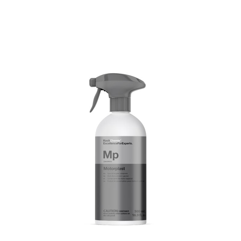 Koch Chemie MotorPlast MP Engine Compartment Restorer | Moisture Displacing Satin Look on Rubber and Plastic | Quick Wipe Application After Wash | Non Slip Dry Touch Appearance | 500 Milliliters