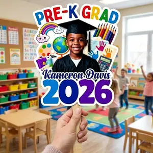 Custom Kindergarten Graduation Fan, Personalized 2026 Photo Grad Fans, Kinder Graduation Party Favor