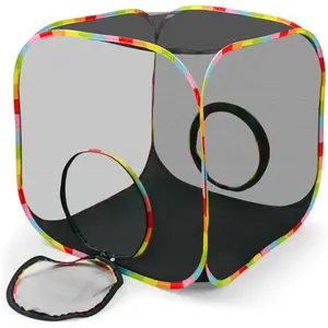 Portable Collapsible  Playpen, Escape-Proof Heavy-Duty Mesh  Enclosure, Fully Enclosed  Cube for Indoor Outdoor Use, Ideal for Kittens and Small Pets