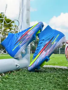 Seamless Sporty Soccer Shoes, Sports Football Shoes, Multi-Color, Tpu Long Stud Sole, Sizes 35-45, High-Ankle Seamless Upper, Comfortable, Stable, Anti-Twist