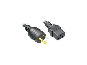 Nippon Labs L6-20P / C19 High Voltage / High Current Power Cord, NEMA L6-20P to IEC-60320-C19, SJT, 12 AWG., 20A, 250V, Black 10 ft. Power Cable