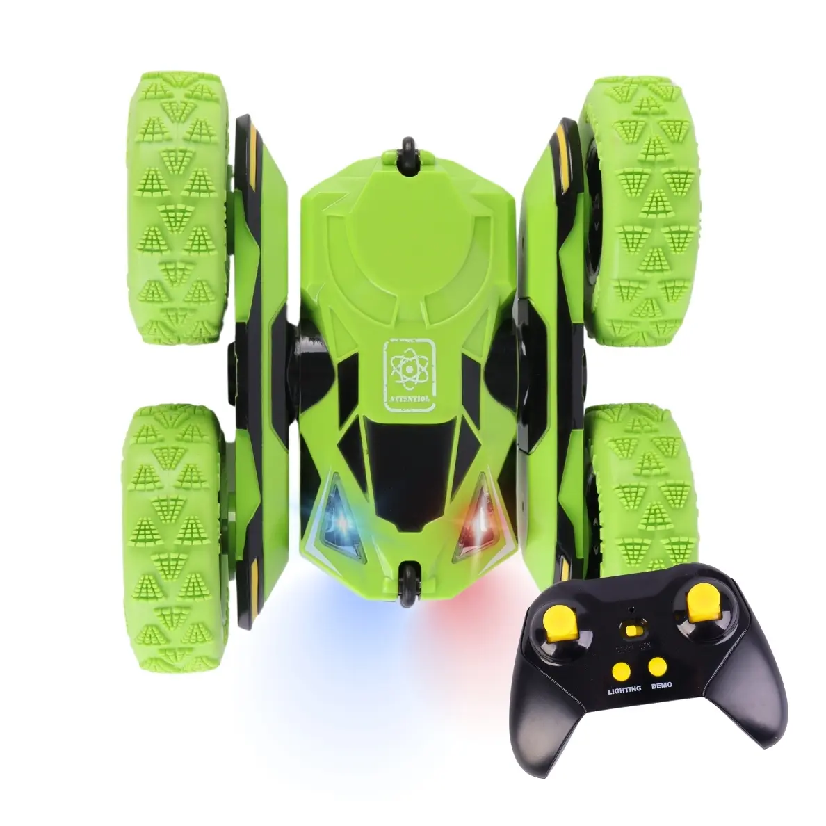All-Terrain Drive Stunt RC Car with LED Headlights - 360° Spins & High-Speed Off-Road for Kids & Adults (Green)