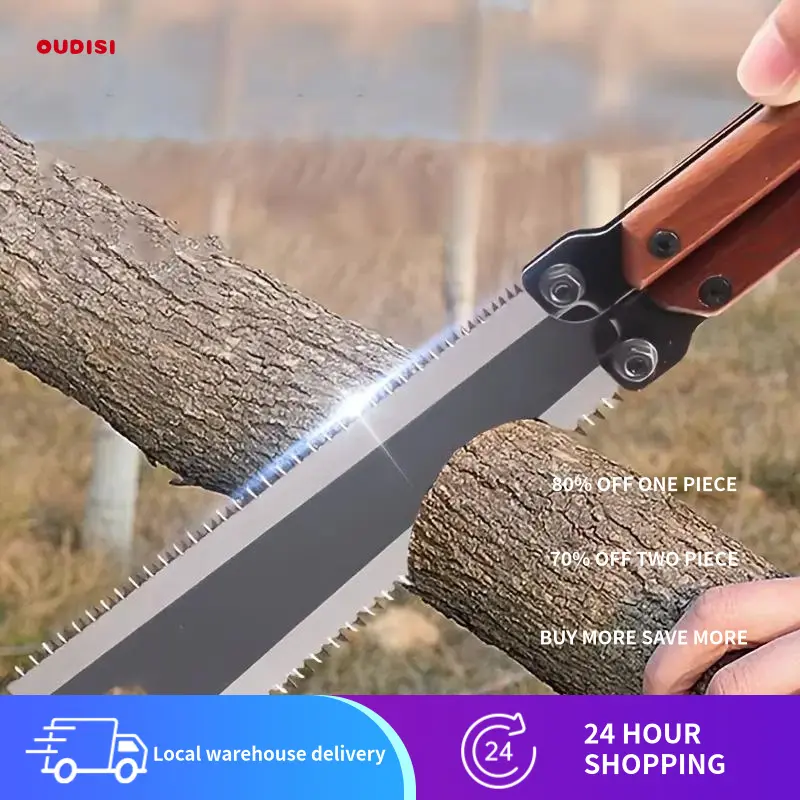 OUDISI Folding Portable SK5 Steel Hand Saw with Ergonomic Handle - Suitable for Wood Cutting, Tree Trimming