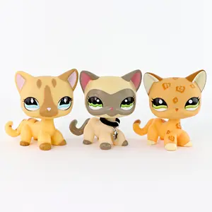 Cute Cat Collectible Toys - 3PCS Mini Short-Hair Kitten Figures with Star Charm Accessory, Small Animal Playset for Kids, Gift & Room Decor