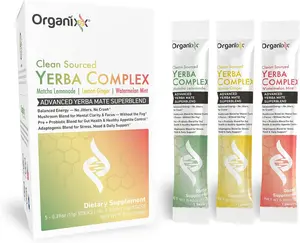 Organixx Clean Sourced Yerba Complex, Yerba Mate Superblend Powder Drink Mix with Ashwagandha, Natural Caffeine, Pre & Probiotics, & Fiber, Dairy and Gluten Free, Herbal, Variety Pack, 15 Travel Packets Organic Botanicals Dietary