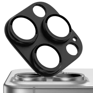 Upgrade 2 Pack for iPhone 15 Pro/iPhone 15 Pro Max Camera Lens Protector, Aluminum Alloy Metal matte Case Tempered Glass Camera Screen Cover, Scratch Resistant Case Friendly