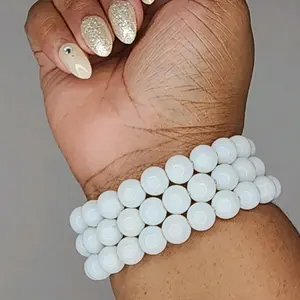 White Solid Beaded Bracelet