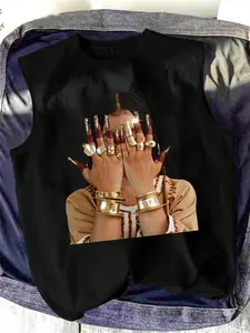 Unisex's Character Print Round Neck Tank Top, Casual Fashion Sleeveless Top for Daily Wear, Men's Clothes for All Seasons, Socks