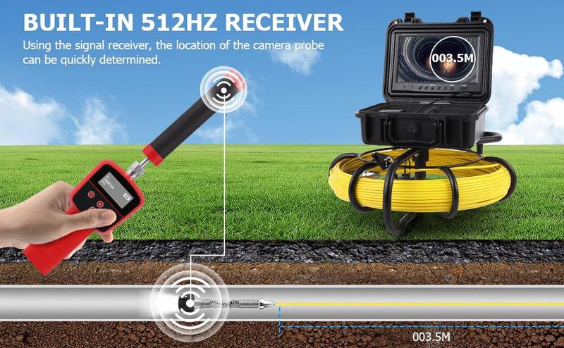 GARVEE Sewer Camera with Locator,300 FT 9" Screen,Pipeline Inspection Camera w/DVR Function & Snake Cable, Waterproof IP68 Borescope with LED Lights,Self-Leveling, Marked Cable