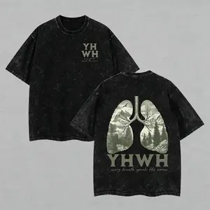 Menswear Unisex Christian Washed Short-Sleeve Cotton T-Shirt - Soft Round Neck Top, Classic Casual Jesus Tee, Oversized Streetwear Gym Pump Cover