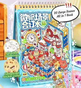 [20 Large Sticker Scene Book] 24 Large Sticker Sheets+20 Creative Designed Scenes, 1:1 Ratio References+Detailed Guidelines+Categorized Stickers+Tweezer & Free Stickers Included | Girly Handmade Crafts, Indoor Activity, DIY Relaxing Stcikers, Cozy Hobby