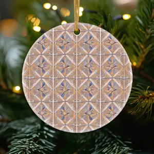 Christmas Ornaments Lv Tile Flooring Retro Tile Pattern Brick Orange Shades With Blue Shades New Year Circle Birthday Acrylic