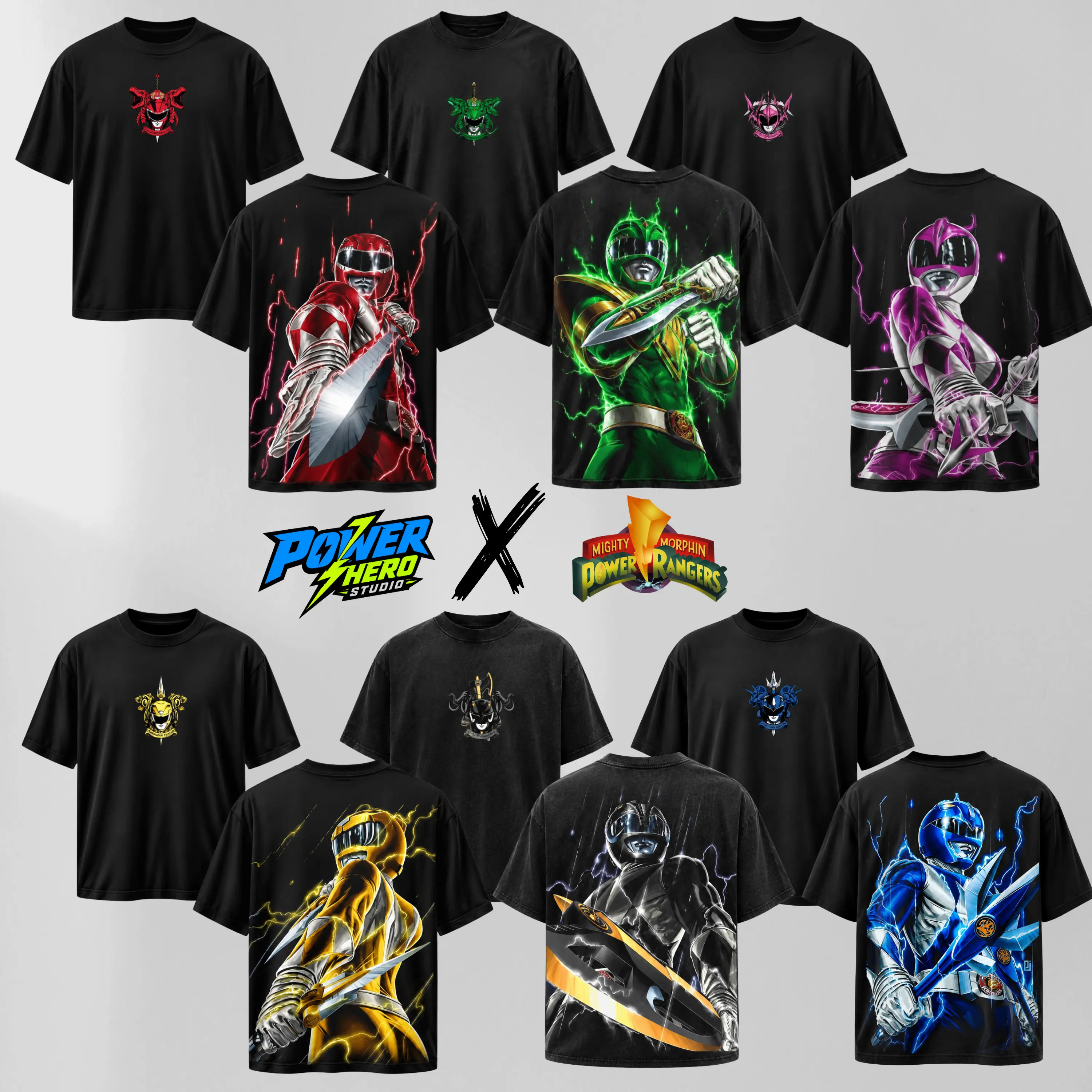 [Collection] Morphin Power Rangers 1990 Heavy Cotton T-Shirt – Retro 90s TV Series, Movie & Game Superhero Graphic Tee, Classic Comic Style Unisex Top For Fans & Collectors