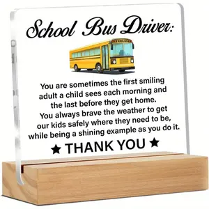 School Bus Driver Gift, Thank You Gift for School Bus Driver, Transparent Office Desk Decoration Logo, Home School Acrylic Center Decor, Acrylic Photo Plaque, Acrylic Signage Plaque