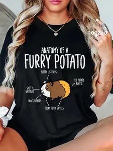 100% Cotton Guinea Pig Anatomy Of Furry Potato Funny Cavy Men Women T-Shirt