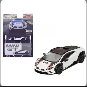 Mini GT Lamborghini Huracan Sterrato Bianco Asopo White Metallic With Red Stripes And Matt Black Top 1/64 Diecast Model Car