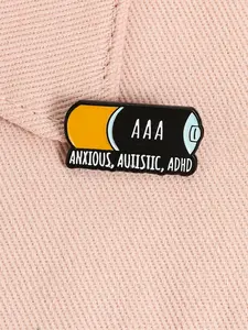 Aaa Battery Neurodiversity Identity Badge, Anxiety Autism Adhd Triple Meaning Pun Design, Self-Protection Group Expression Accessory