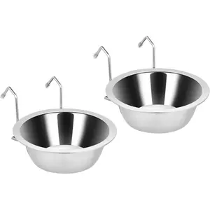 2PCS Kennel Water Bowl Hanging, Stainless Steel Puppy Bowls for Small Dog Cage, Kennel, Crate, Catio Accessories, Dog Crate Water Bowl Dish Feeder Food Holder No Spill(8oz/1cup)