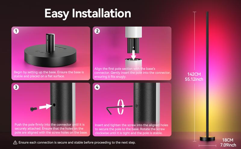echosari Smart RGBICW LED Corner Floor Lamp - 16 Million DIY Colors, 68+ Scenes, Music Sync, App & Remote Control, Color-Changing Ambient Lighting for Living Rooms, Bedrooms, and Gaming Rooms echosari Smart RGBICW LED Corner Floor Lamp - 16 Million DIY Colors, 68+ Scenes, Music Sync, App & Remote Control, Color-Changing Ambient Lighting for Living Rooms, Bedrooms, and Gaming Rooms