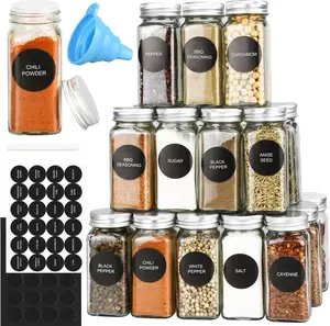 [New Deal]    12/24/36/48pcs Glass Spice Jars, 4oz Empty Spice Jars with Metal Caps, Labels, Shaker Lids, Collapsible Funnel, Chalk Pen, Seasoning Organizer for Spice Rack(12pcs 4oz Set)