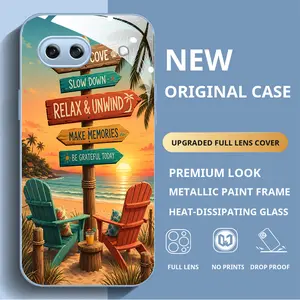 Compatible with Google Pixel 8a Case, Beach Sign Chairs Sunset Vacation Aesthetic Pattern Phone Cover, Slim Protective TPU Case HNN-03312-8a