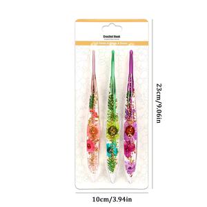 3/9pcs Floral Pattern Transparent Multicolor Crochet Hooks Set, Comfortable Handle, DIY Knitting Supplies, Perfect Christmas Gift for Mom