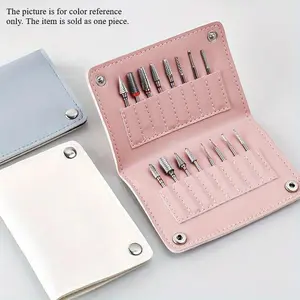 1pc Professional 16-Hole Nail Drill Bit Organizer - Pink Protective Case, Dust-Proof Makeup Tool Bag, Makeup Organizer Pouch for Manicure Salon, Portable Nail Art Storage Holder, Nail Tech Accessories, Sleek Design, Quality Craftsmanship