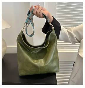 Vegan Leather Crossbody Bag Guitar Strap Hobo Purses and Handbags Bucket Bags Shoulder Bag  with Zipper ﻿