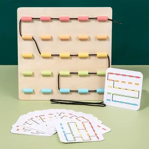 Wooden Lacing Game Toy, 1 Box Colorful Lacing Toy, Logical Thinking Training Toy, Early Education Toy for Kids, Wooden Puzzles