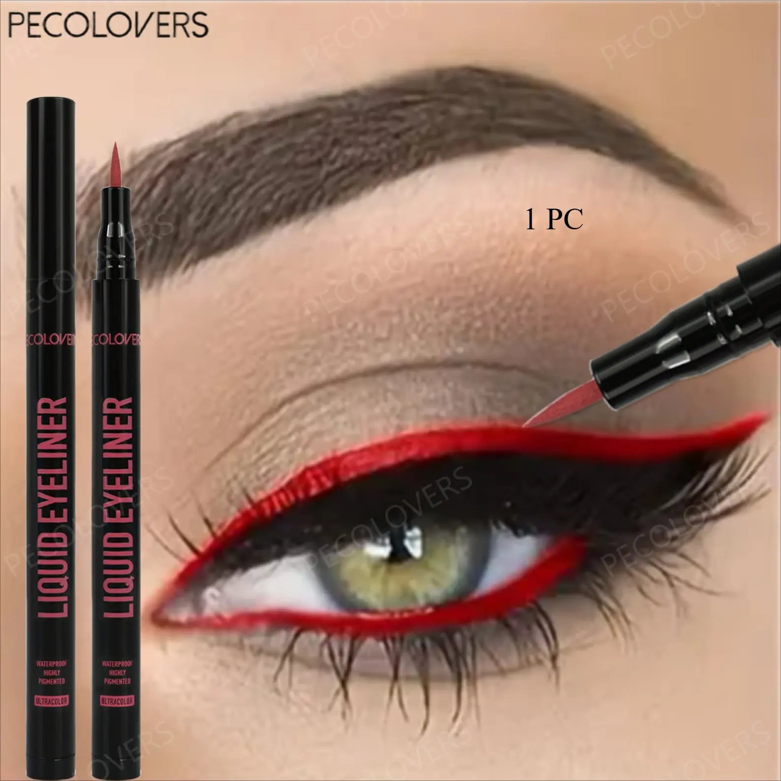 1Pc Multi-Color Eyeliner Liquid Pen, Intense Color Eye Definer, Easy Control Eye Marker, Lightweight Eye Dressing Supply For Travel And Casual Occasions, Yellow And Cyan, Facial Beauty Item