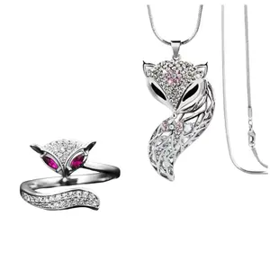 Fox Jewelry Silver Fox Necklace & Pendant Adjustable Fox Ring