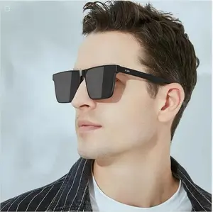 TikTokShopNewYearDeals Stylish Men's Square Sunglasses with UV Protection and Trendy Black Frame for Everyday Wear