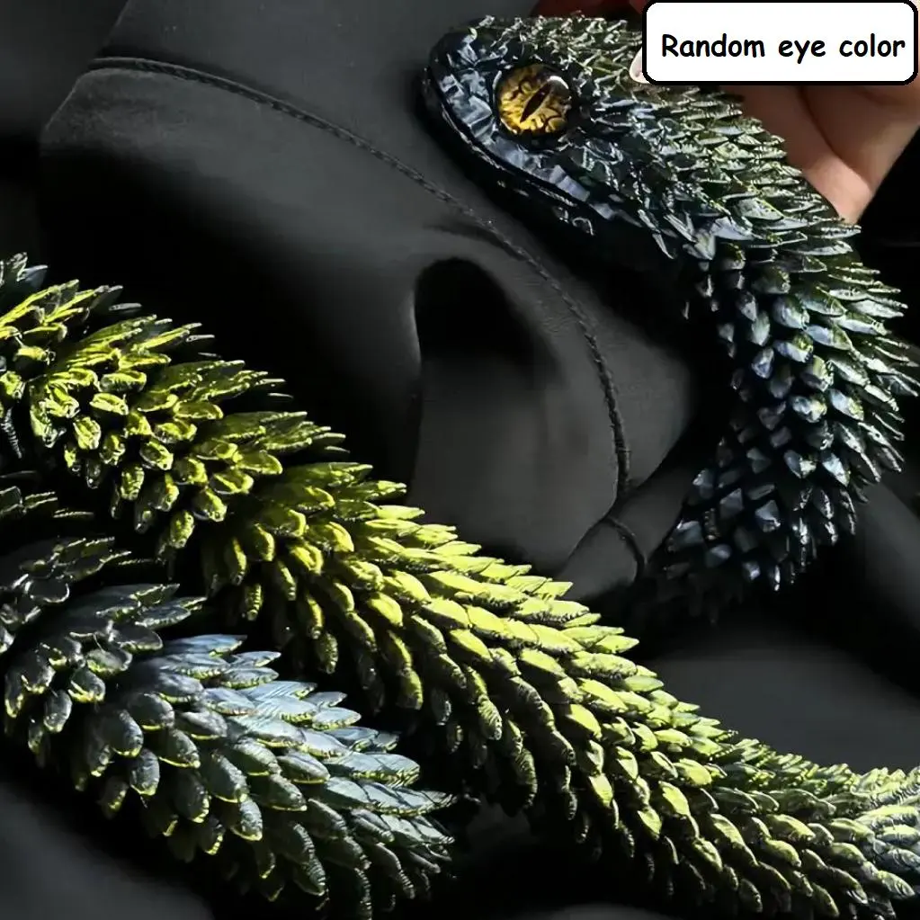 3D Printed Snake Design Figurine, 1 Count Flexible Animal Themed Ornament with Random Eyes, Snake Model Ornament, Decorative Sculptures, Crafts & Unique Gifts for Enthusiasts & Collectors, Articulated Animal Figurines, Animal Collectibles