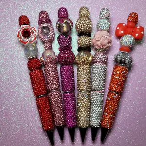 Custom Beaded Rhinestone Pens - Unique Stationery with Beads & Rhinestones for Office School Personal Use - One-of-a-Kind Design