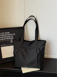 Women's Large Capacity Tote Bag, Soft Commuter Tote, Casual Solid Color Shoulder Bag, Perfect for Commuting and Outing, Versatile and Stylish Design, Plain Tote Bag