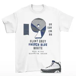 Sneaker Label Jordan 9 Flint Grey Matching Sneaker Tee Shirt White