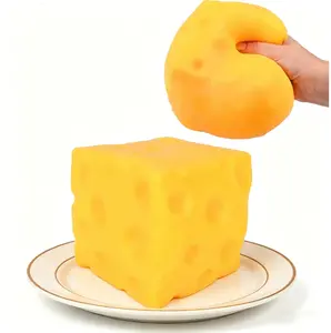 Squishy Cheese Block, Yellow Moldable Fidget Toy for Kids & Adults, 4.25" x 4.25" Stress Relief Sensory Squeeze Toy, Perfect Birthday Gift, Summervibes Fun Play & Relaxation Present