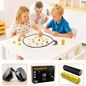 Merry Christmas Magnetic Chess Board Game Set with 20 Magnetic Stones Gold, Cards (One Editions), Travel Bag, Strategy Games for Kids & Adults, Fun Party Games, Adjustable Rope, Classic Strategy with New Gameplay