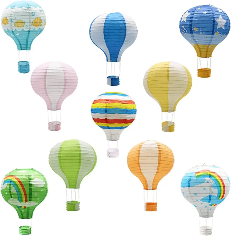 Hanging Hot Air Balloon Paper Lanterns,  Chinese  Party Ball Lamps Decorations Wedding Birthday Anniversary Christmas Engagement, Set of 10
