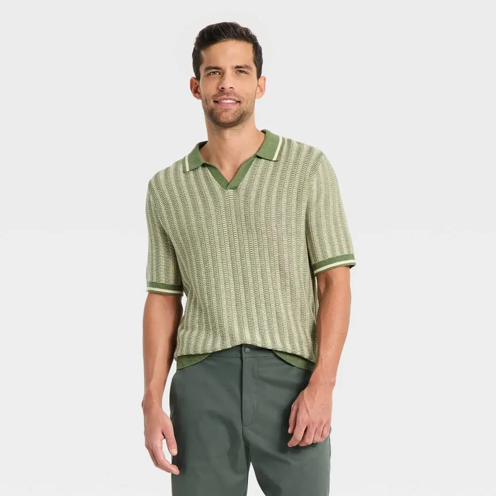 Goodfellow & Co Men's Short Sleeve Polo Collar Pullover Sweater
