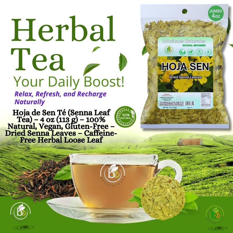 VIRAL Hoja de Sen Té (Senna Leaf Tea Natural) Net Wt. 4 oz (113g) - 100% Natural, Vegan