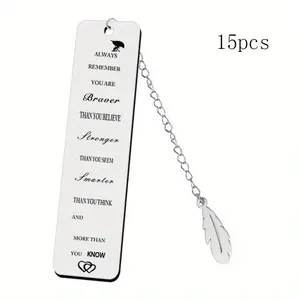 Stainless Steel Bookmark, 15pcs/set Engraved Motivational Quotes Bookmark, Creative Gifts for Students, Party Favors, Party Supplies